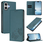 Capa para telemóvel magnética forte com dupla borboleta e RFID em pele vegana, Para iPhone 17e / 16e, Para iPhone 17 Pro Max, Para iPhone 17 Pro, Para iPhone 17