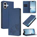 Capa para telemóvel magnética forte com dupla borboleta e RFID em pele vegana, Para iPhone 17e / 16e, Para iPhone 17 Pro Max, Para iPhone 17 Pro, Para iPhone 17