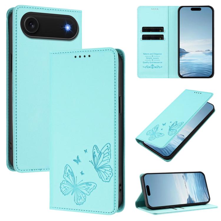 Capa de telemóvel em pele vegana com dupla borboleta magnética forte, para iPhone Air, para iPhone 16 Pro Max, para iPhone 16 Pro, para iPhone 16 Plus