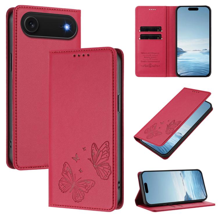 Capa de telemóvel em pele vegana com dupla borboleta magnética forte, para iPhone Air, para iPhone 16 Pro Max, para iPhone 16 Pro, para iPhone 16 Plus