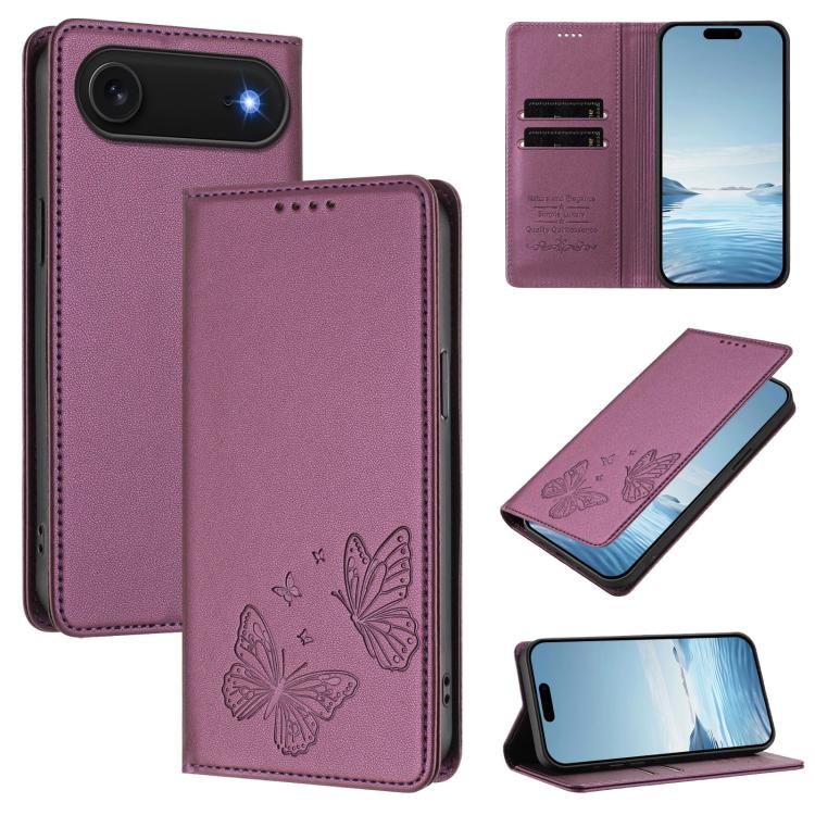 Capa de telemóvel em pele vegana com dupla borboleta magnética forte, para iPhone Air, para iPhone 16 Pro Max, para iPhone 16 Pro, para iPhone 16 Plus