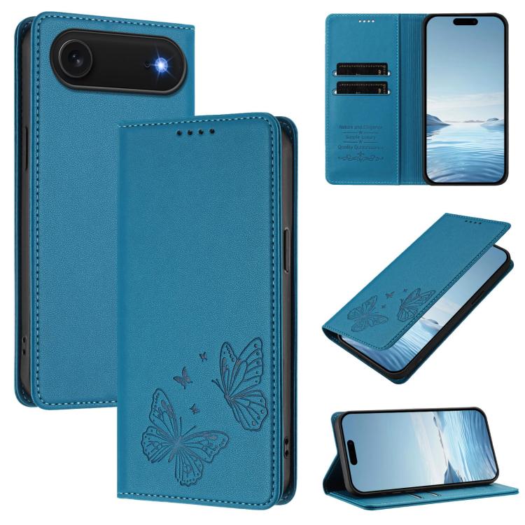 Capa de telemóvel em pele vegana com dupla borboleta magnética forte, para iPhone Air, para iPhone 16 Pro Max, para iPhone 16 Pro, para iPhone 16 Plus