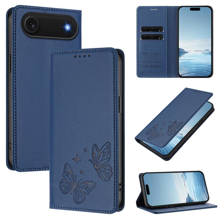 Capa de telemóvel em pele vegana com dupla borboleta magnética forte, para iPhone Air, para iPhone 16 Pro Max, para iPhone 16 Pro, para iPhone 16 Plus
