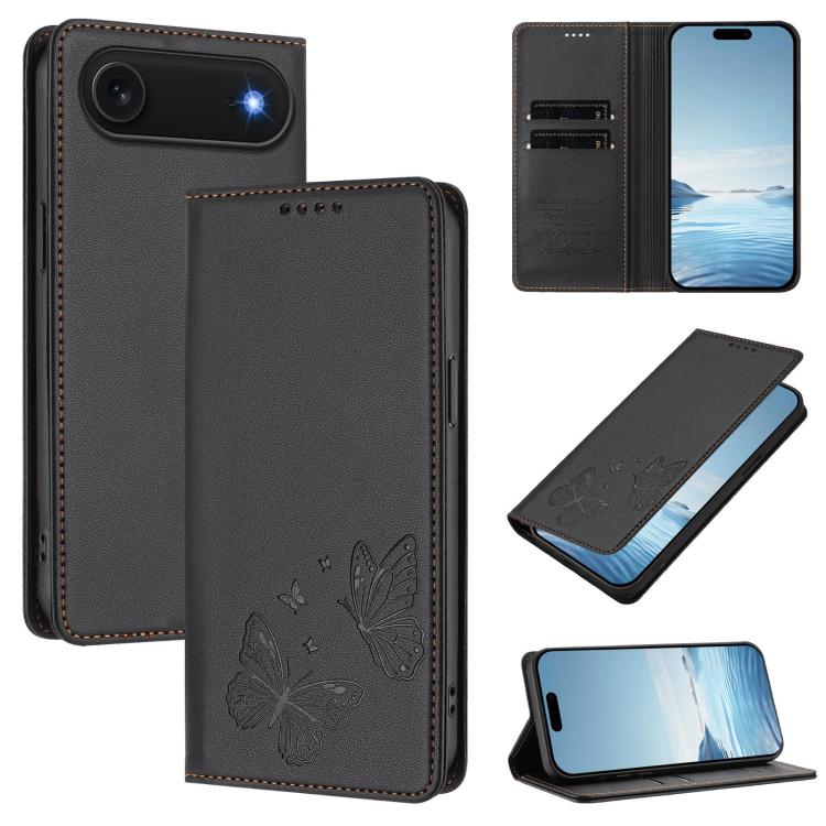 Capa de telemóvel em pele vegana com dupla borboleta magnética forte, para iPhone Air, para iPhone 16 Pro Max, para iPhone 16 Pro, para iPhone 16 Plus