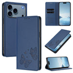 Capa para telemóvel magnética forte com dupla borboleta e RFID em pele vegana, Para iPhone 17e / 16e, Para iPhone 17 Pro Max, Para iPhone 17 Pro, Para iPhone 17
