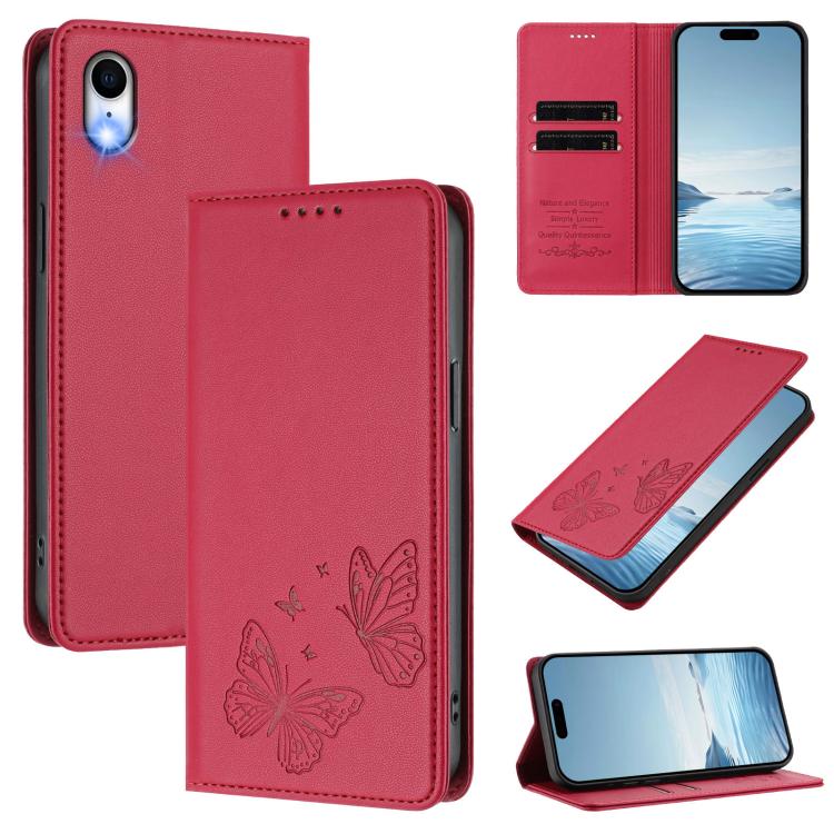 Capa para Telemóvel em Pele Vegana com RFID, Forte Íman Duplo Borboleta, Para iPhone X / XS, Para iPhone XR, Para iPhone XS Max, Para iPhone 8 Plus / 7 Plus