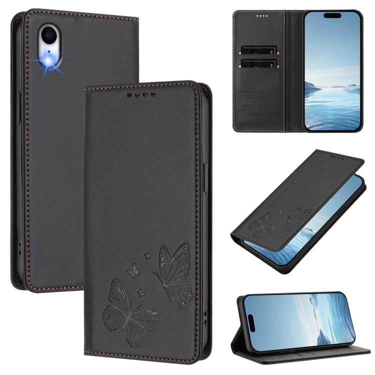 Capa para Telemóvel em Pele Vegana com RFID, Forte Íman Duplo Borboleta, Para iPhone X / XS, Para iPhone XR, Para iPhone XS Max, Para iPhone 8 Plus / 7 Plus
