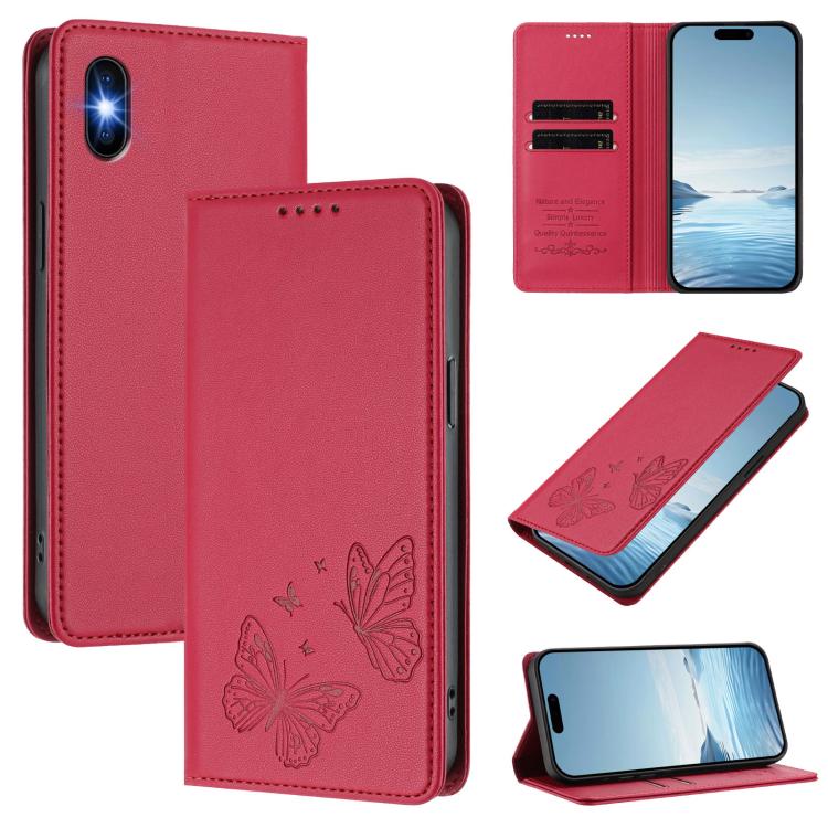 Capa para Telemóvel em Pele Vegana com RFID, Forte Íman Duplo Borboleta, Para iPhone X / XS, Para iPhone XR, Para iPhone XS Max, Para iPhone 8 Plus / 7 Plus