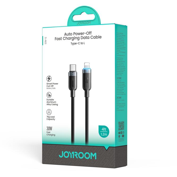 JOYROOM S-A63 StarWay Series 1.2m 30W Tipo-C para 8 Pinos Cabo de Dados de Carregamento Rápido com Desligamento Automático, Tipo-C para 8 Pinos