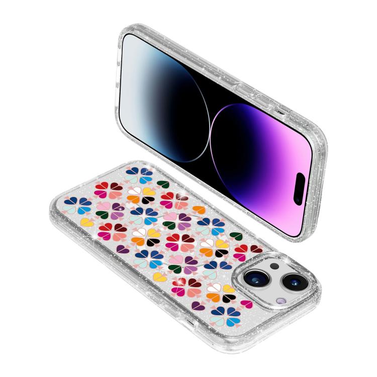 Capa Magnética com Padrão de Coração Vermelho Cristal Brilhante, Para iPhone 15, Para iPhone 14 Plus, Para iPhone 14, Para iPhone 14 Pro, Para iPhone 14 Pro Max, Para iPhone 13 Pro Max, Para iPhone 13 Pro, Para iPhone 13