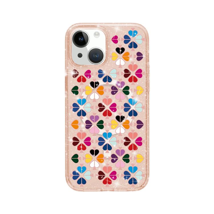 Capa Magnética com Padrão de Coração Vermelho Cristal Brilhante, Para iPhone 15, Para iPhone 14 Plus, Para iPhone 14, Para iPhone 14 Pro, Para iPhone 14 Pro Max, Para iPhone 13 Pro Max, Para iPhone 13 Pro, Para iPhone 13