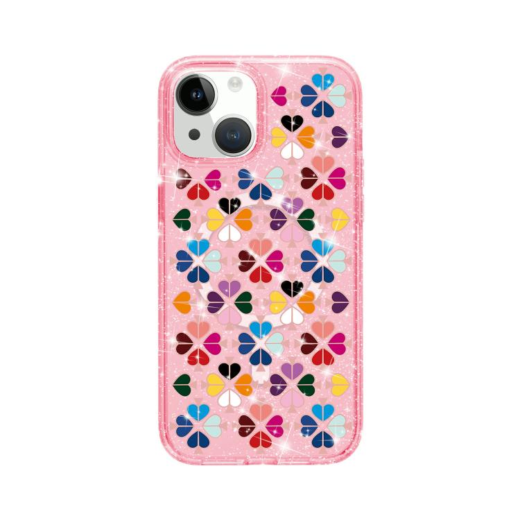 Capa Magnética com Padrão de Coração Vermelho Cristal Brilhante, Para iPhone 15, Para iPhone 14 Plus, Para iPhone 14, Para iPhone 14 Pro, Para iPhone 14 Pro Max, Para iPhone 13 Pro Max, Para iPhone 13 Pro, Para iPhone 13