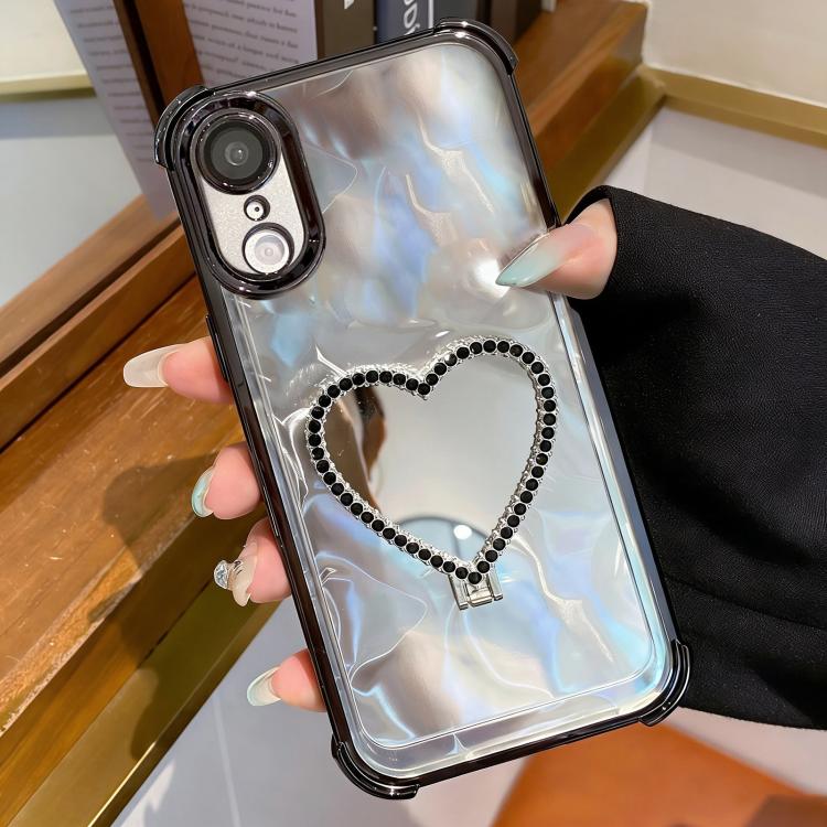 Capa para Telemóvel em TPU Eletroplatinado + Acrílico com Espelho em Forma de Coração e Suporte, Para iPhone XR, Para iPhone XS Max