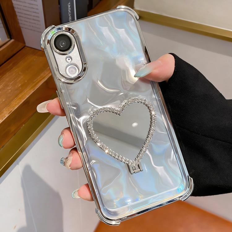 Capa para Telemóvel em TPU Eletroplatinado + Acrílico com Espelho em Forma de Coração e Suporte, Para iPhone XR, Para iPhone XS Max
