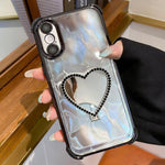 Capa para Telemóvel em TPU Eletroplatinado + Acrílico com Espelho em Forma de Coração e Suporte, Para iPhone XR, Para iPhone XS Max