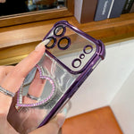 Capa para Telemóvel em TPU Eletroplatinado + Acrílico com Espelho em Forma de Coração e Suporte, Para iPhone XR, Para iPhone XS Max