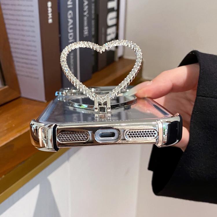 Capa para Telemóvel em TPU Eletroplatinado + Acrílico com Espelho em Forma de Coração e Suporte, Para iPhone XR, Para iPhone XS Max