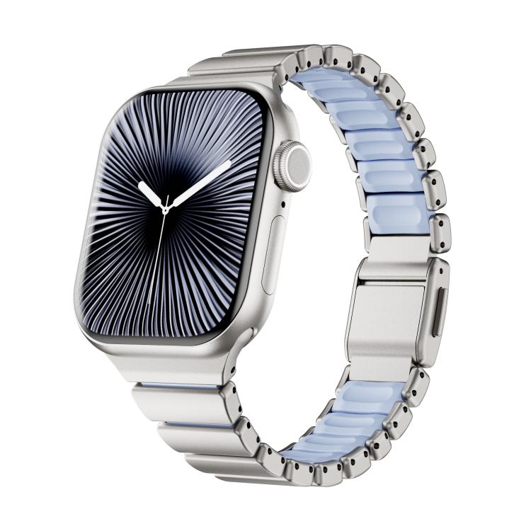 Pulseira de Relógio Magnética com Fivela Norman em Aço Inoxidável e Conta Única, Para Apple Watch 46mm / 49mm / 45mm / 44mm, Para Apple Watch 42mm / 41mm / 40mm / 38mm