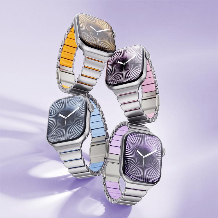 Pulseira de Relógio Magnética com Fivela Norman em Aço Inoxidável e Conta Única, Para Apple Watch 46mm / 49mm / 45mm / 44mm, Para Apple Watch 42mm / 41mm / 40mm / 38mm