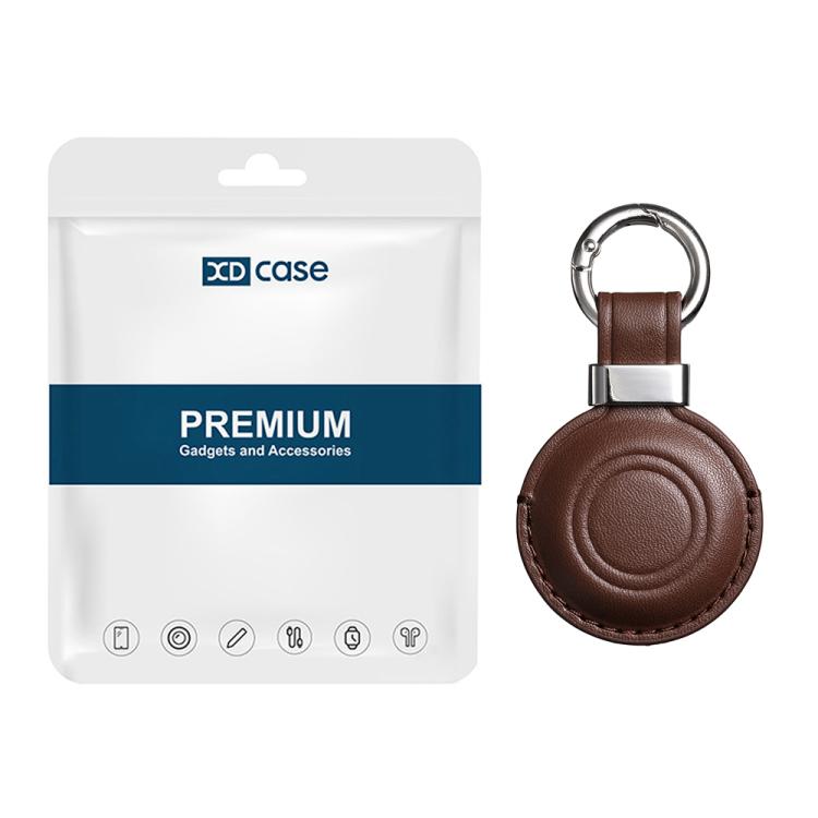 Estojo protetor de couro de microfibra com clipe metálico e argola para chaves XDcase, para AirTag 2ª geração / 1ª geração
