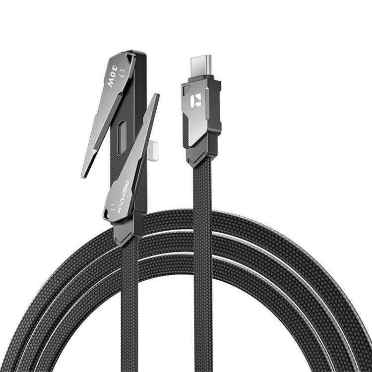 Cabo de dados de carregamento rápido trançado REMAX CB53 1,2m PD30W Type-C para 8 pinos com suporte para telemóvel, Type-C para 8 pinos