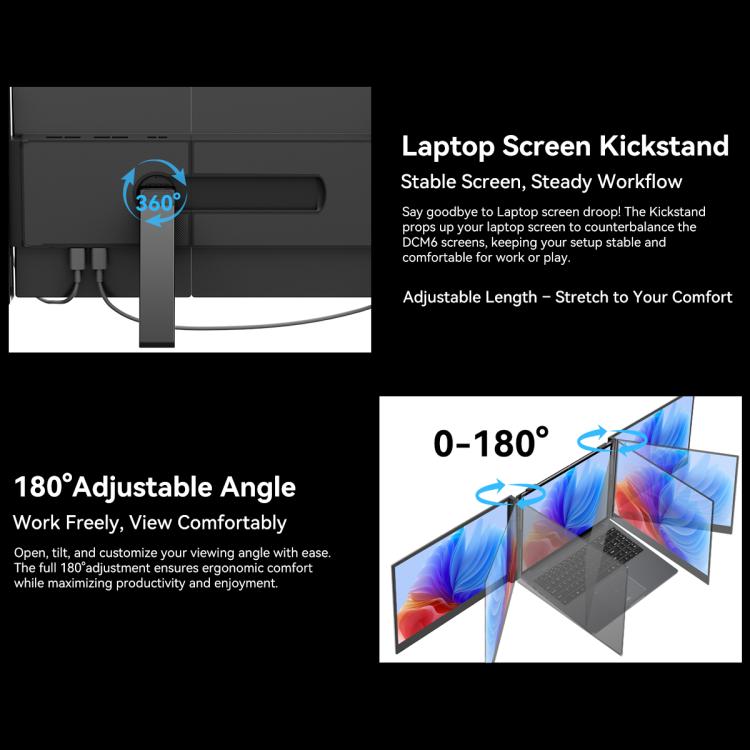 Monitor Portátil de Extensão de Ecrã Duplo Blackview DCM6 14 polegadas com Suporte, DCM6