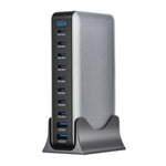 Carregador multifuncional digital YMX-1000W 1000W com 8 portas Type-C e 2 portas USB 10, ficha AU, ficha EU, ficha UK, ficha US