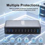 Carregador multifuncional digital YMX-1000W 1000W com 8 portas Type-C e 2 portas USB 10, ficha AU, ficha EU, ficha UK, ficha US