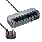 YMX-LCD405W 405W 3xType-C and 2xUSB GaN Smart Digital Display Multi-Function Charger, AU Plug, EU Plug, UK Plug, US Plug