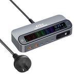 Carregador multifunções inteligente GaN YMX-LCD470W 470W com 3xType-C e 2xUSB, ecrã digital, cabo retrátil Type-C, ficha AU, ficha EU, ficha UK, ficha US