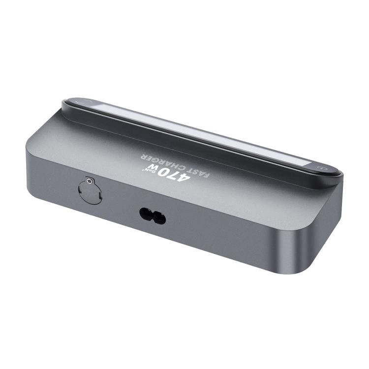 Carregador multifunções inteligente GaN YMX-LCD470W 470W com 3xType-C e 2xUSB, ecrã digital, cabo retrátil Type-C, ficha AU, ficha EU, ficha UK, ficha US