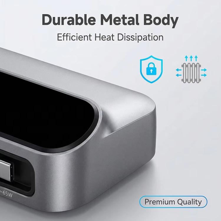 Carregador multifunções inteligente GaN YMX-LCD470W 470W com 3xType-C e 2xUSB, ecrã digital, cabo retrátil Type-C, ficha AU, ficha EU, ficha UK, ficha US