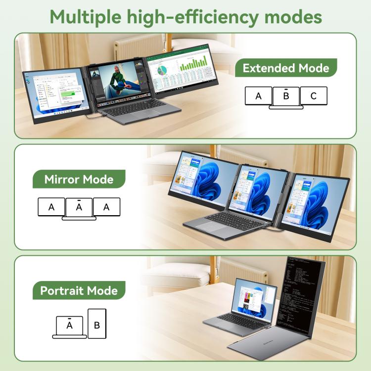 Monitor Portátil de Extensão de Ecrã Duplo Blackview DCM8 Pro 15,3 polegadas para Portáteis de 14-17,3 polegadas