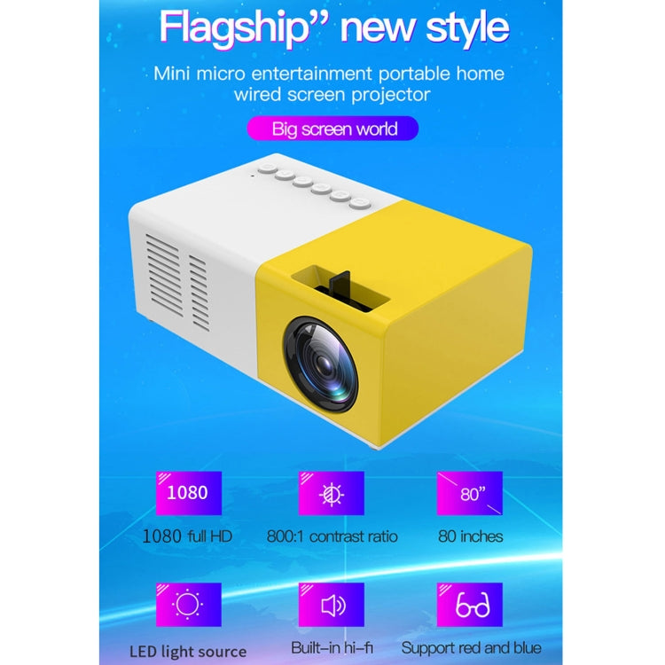 Projetor digital LED HD portátil J9 1920x1080P 15 ANSI para cinema em casa, versão básica, ficha EU, US, UK, AU