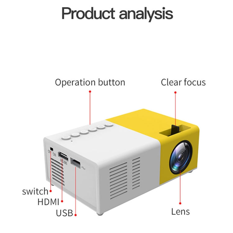 Projetor digital LED HD portátil J9 1920x1080P 15 ANSI para cinema em casa, versão básica, ficha EU, US, UK, AU