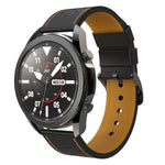 Para Samsung Galaxy Watch 3 45mm Correia Substituta de Couro Genuíno com Linha de Orifícios Redondos
