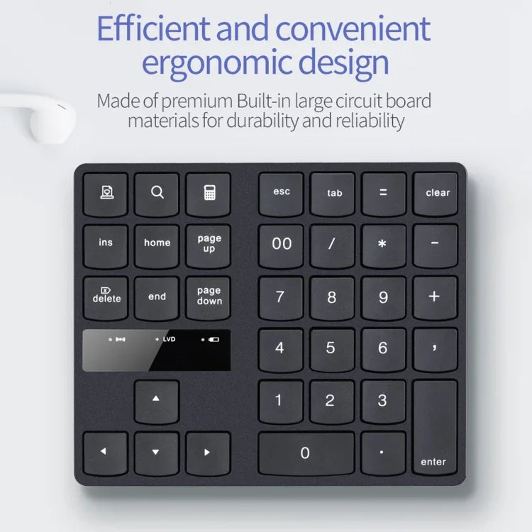 Teclado Digital Ultra-fino 533 com 35 Teclas e Carregamento Sem Fios 2.4G