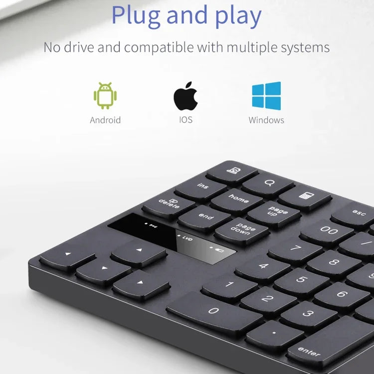 Teclado Digital Ultra-fino 533 com 35 Teclas e Carregamento Sem Fios 2.4G