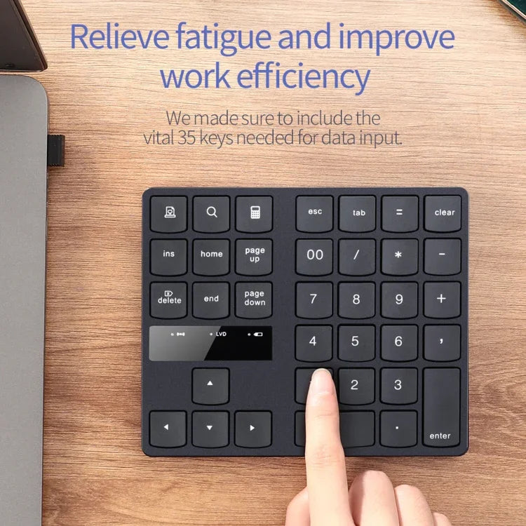 Teclado Digital Ultra-fino 533 com 35 Teclas e Carregamento Sem Fios 2.4G