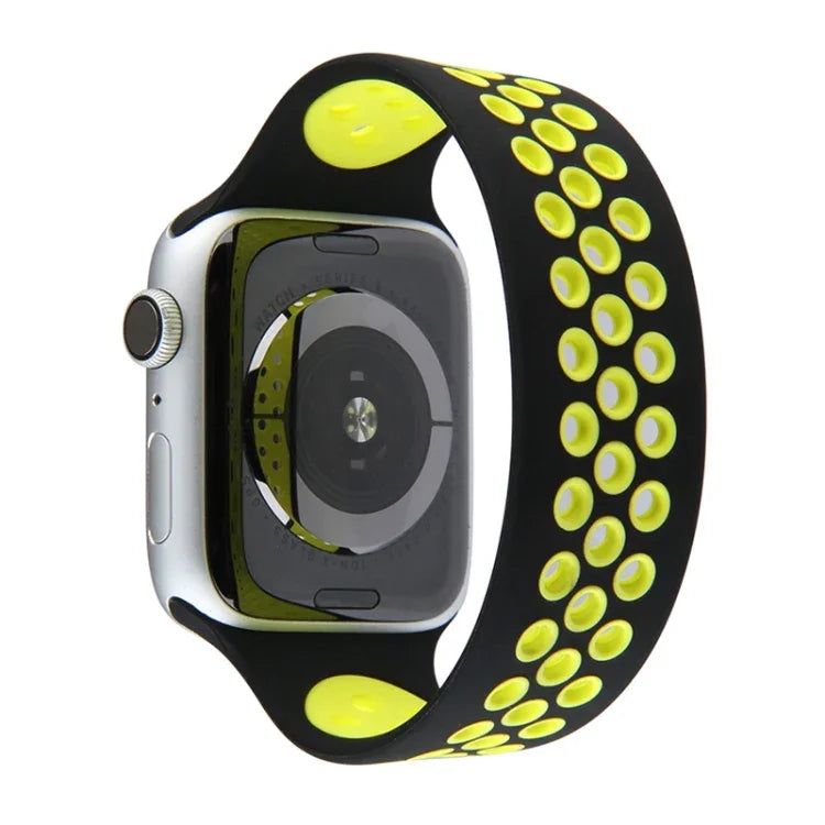 Pulseira Elástica de Silicone Para Apple Watch Série 6 & SE & 5 & 4 40mm / 3 & 2 & 1 38mm, 135mm (Preto Amarelo), 135mm (Preto Cinzento), 150mm (Vermelho Preto)
