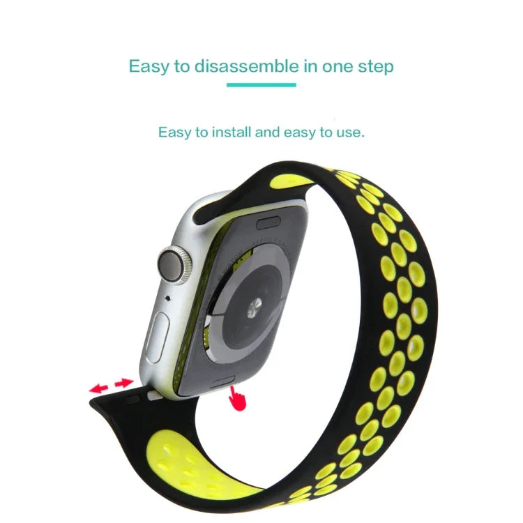 Pulseira Elástica de Silicone Para Apple Watch Série 6 & SE & 5 & 4 40mm / 3 & 2 & 1 38mm, 135mm (Preto Amarelo), 135mm (Preto Cinzento), 150mm (Vermelho Preto)