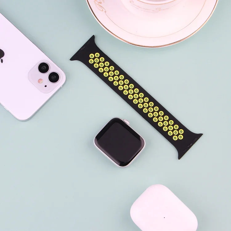 Pulseira Elástica de Silicone Para Apple Watch Série 6 & SE & 5 & 4 40mm / 3 & 2 & 1 38mm, 135mm (Preto Amarelo), 135mm (Preto Cinzento), 150mm (Vermelho Preto)