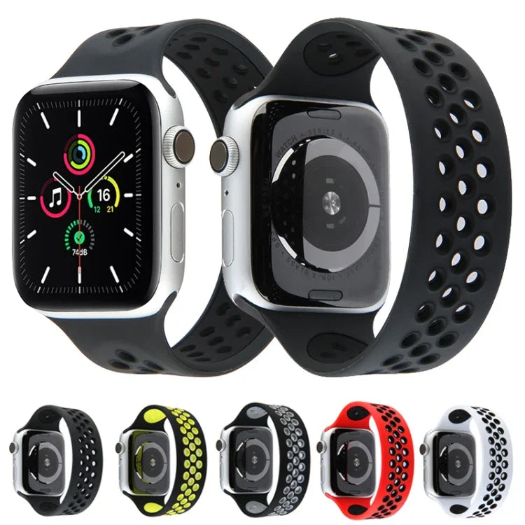 Pulseira Elástica de Silicone Para Apple Watch Série 6 & SE & 5 & 4 40mm / 3 & 2 & 1 38mm, 135mm (Preto Amarelo), 135mm (Preto Cinzento), 150mm (Vermelho Preto)