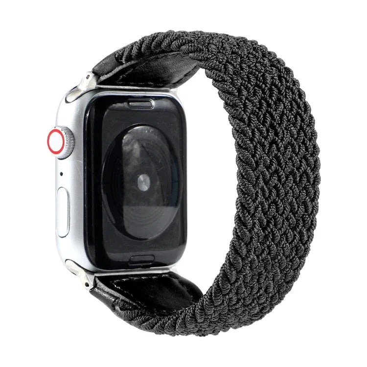 Pulseira Trançada de Nylon + Couro Para Apple Watch Série 6 & SE & 5 & 4 44mm / 3 & 2 & 1 42mm, S, M, L