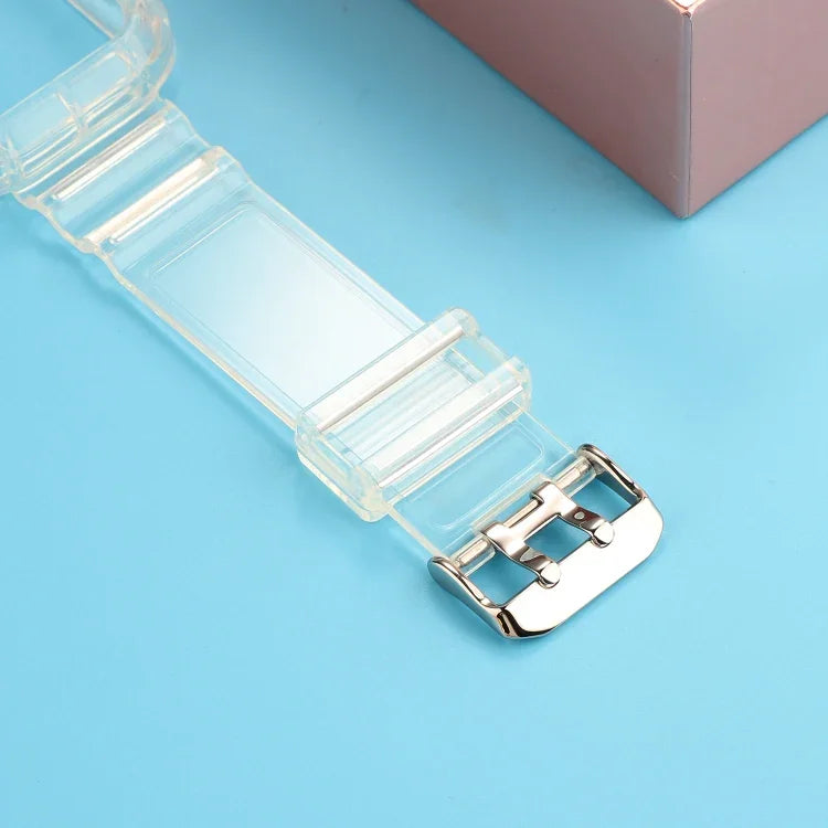 Transparent TPU Integrated Replacement Watch Strap, For Apple Watch Series 8&7 41mm / SE 2&6&SE&5&4 40mm / 3&2&1 38mm, For Apple Watch Series 7 41mm / 6 & SE & 5 & 4 40mm / 3 & 2 & 1 38mm                                                                 ...