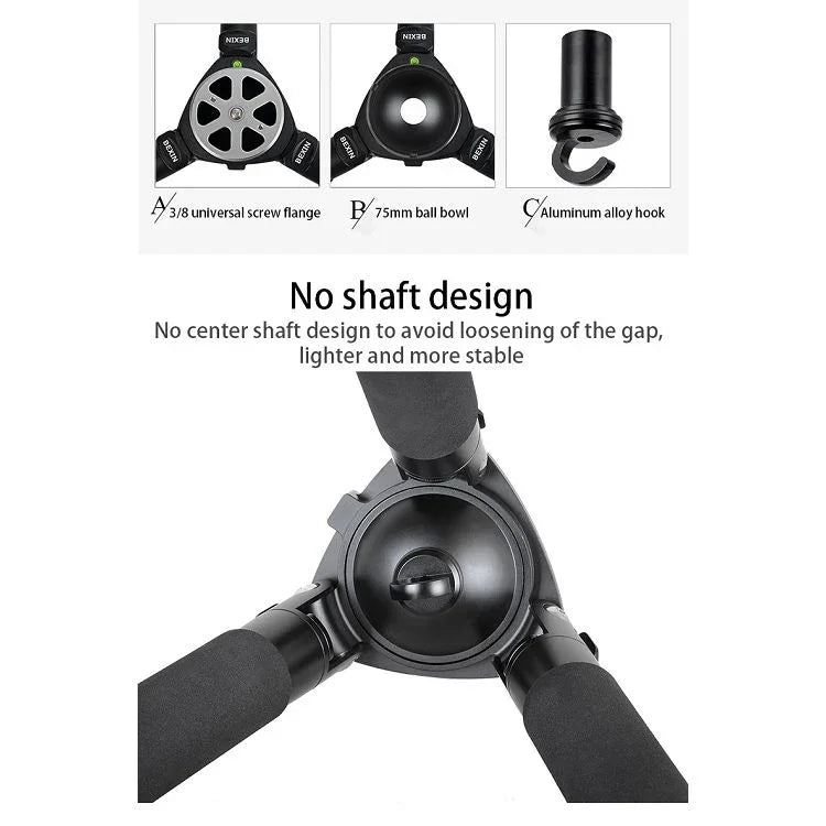 BEXIN ST424C Tripé Grande Fotográfico em Fibra de Carbono Resistente para Filmadora, Tubo Máximo: 40mm, ST424C