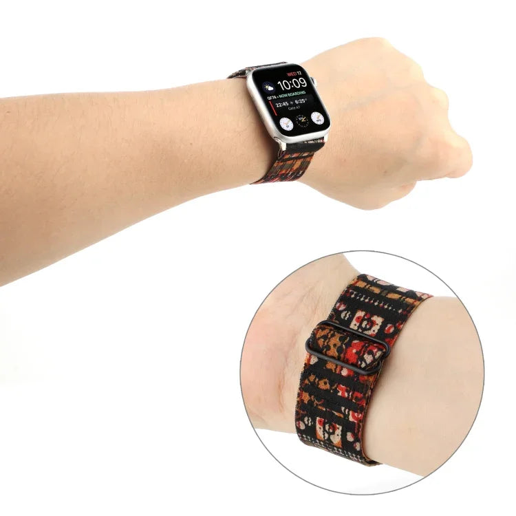 Ethnic Style Buckle Watchband For Apple Watch Series 6 & SE & 5 & 4 40mm / 3 & 2 & 1 38mm, For Apple Watch Series 7 41mm / 6 & SE & 5 & 4 40mm / 3 & 2 & 1 38mm