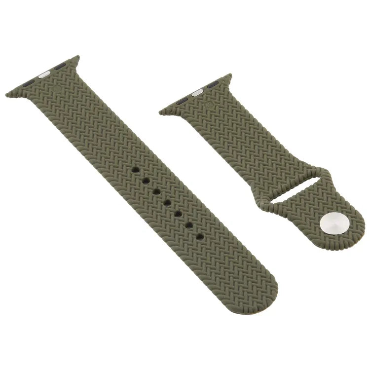 Pulseira de Relógio de Silicone com Padrão Tecido para Apple Watch Series 6 & SE & 5 & 4 40mm / 3 & 2 & 1 38mm, Para Apple Watch Series 7 41mm / 6 & SE & 5 & 4 40mm / 3 & 2 & 1 38mm, Para Apple Watch Series 8&7 41mm / SE 2&6&SE&5&4 40mm / 3&2&1 38mm