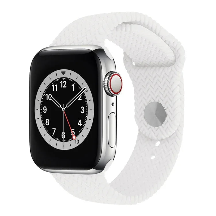Pulseira de Relógio de Silicone com Padrão Tecido para Apple Watch Series 6 & SE & 5 & 4 40mm / 3 & 2 & 1 38mm, Para Apple Watch Series 7 41mm / 6 & SE & 5 & 4 40mm / 3 & 2 & 1 38mm, Para Apple Watch Series 8&7 41mm / SE 2&6&SE&5&4 40mm / 3&2&1 38mm
