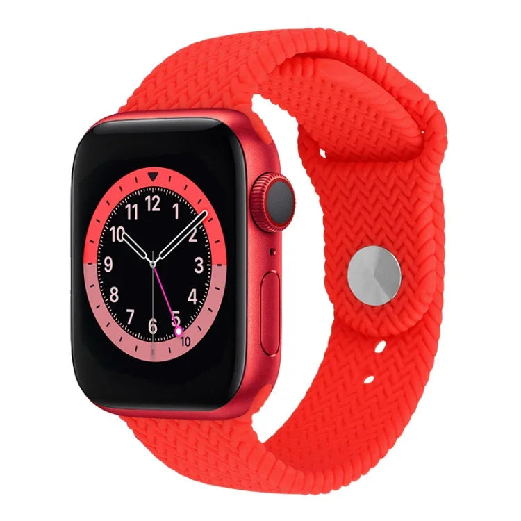 Pulseira de Relógio de Silicone com Padrão Tecido para Apple Watch Series 6 & SE & 5 & 4 40mm / 3 & 2 & 1 38mm, Para Apple Watch Series 7 41mm / 6 & SE & 5 & 4 40mm / 3 & 2 & 1 38mm, Para Apple Watch Series 8&7 41mm / SE 2&6&SE&5&4 40mm / 3&2&1 38mm